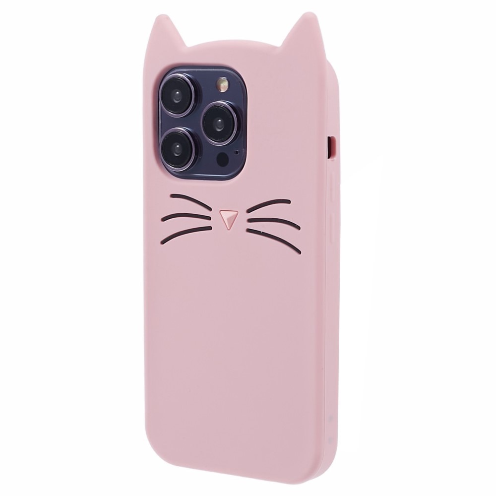 iPhone 15 Pro Cat Silicone Case Pink