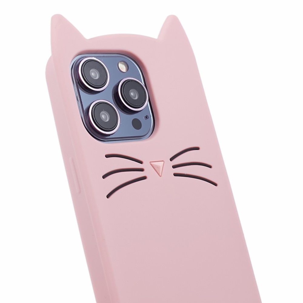 iPhone 15 Pro Cat Silicone Case Pink