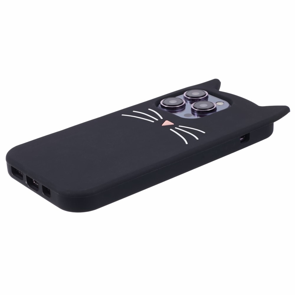 iPhone 15 Pro Max Cat Silicone Case Black