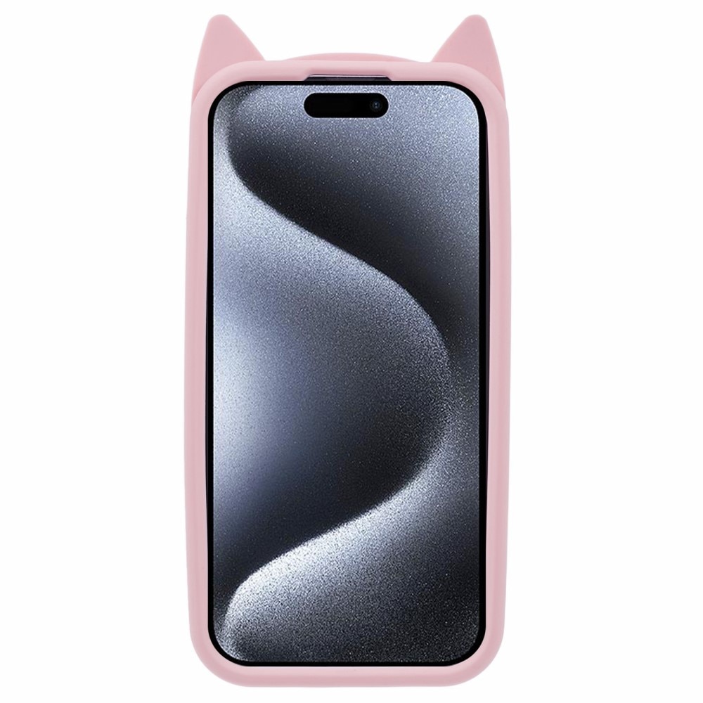 iPhone 15 Pro Max Cat Silicone Case Pink