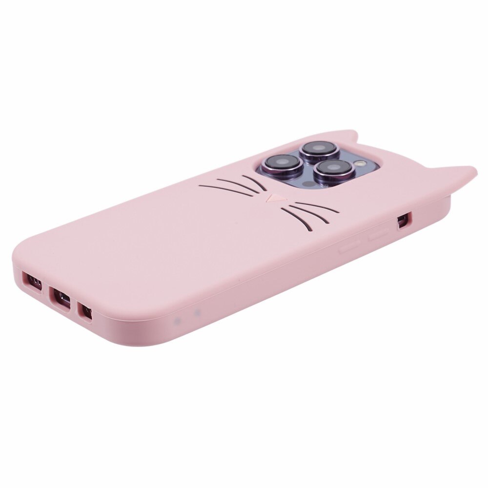 iPhone 15 Pro Max Cat Silicone Case Pink