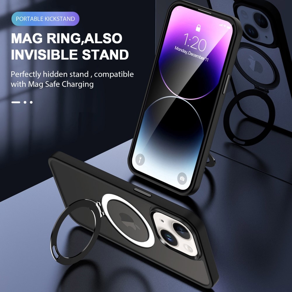 iPhone 15 Plus Hybrid Case MagSafe Ring Black