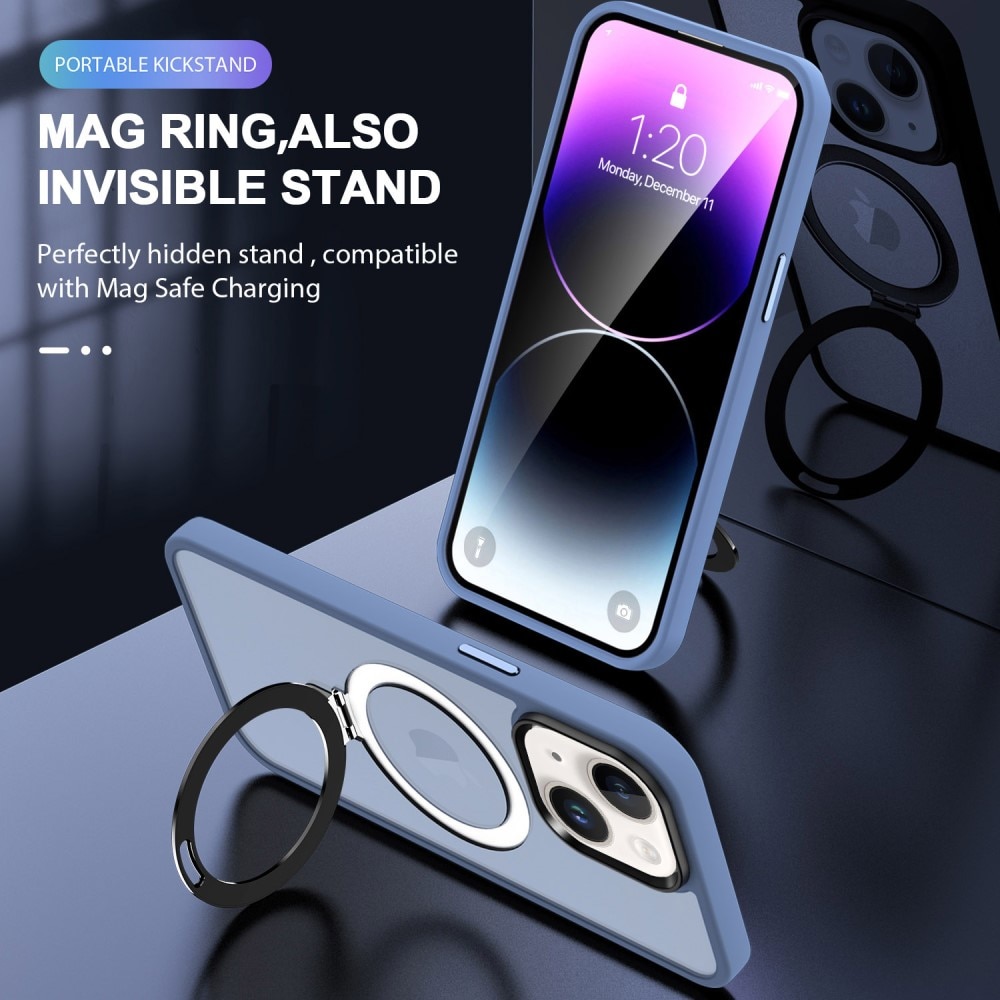 iPhone 15 Plus Hybrid Case MagSafe Ring Blue