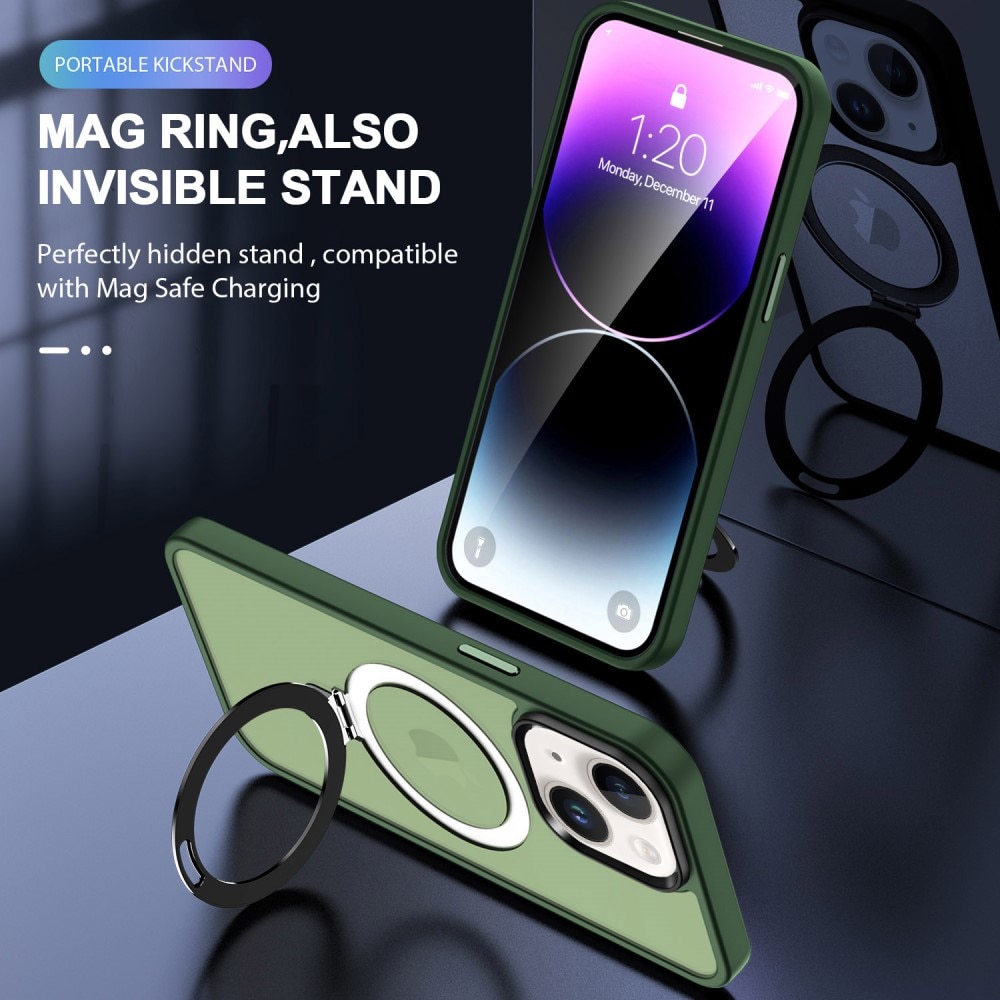 iPhone 15 Plus Hybrid Case MagSafe Ring Green