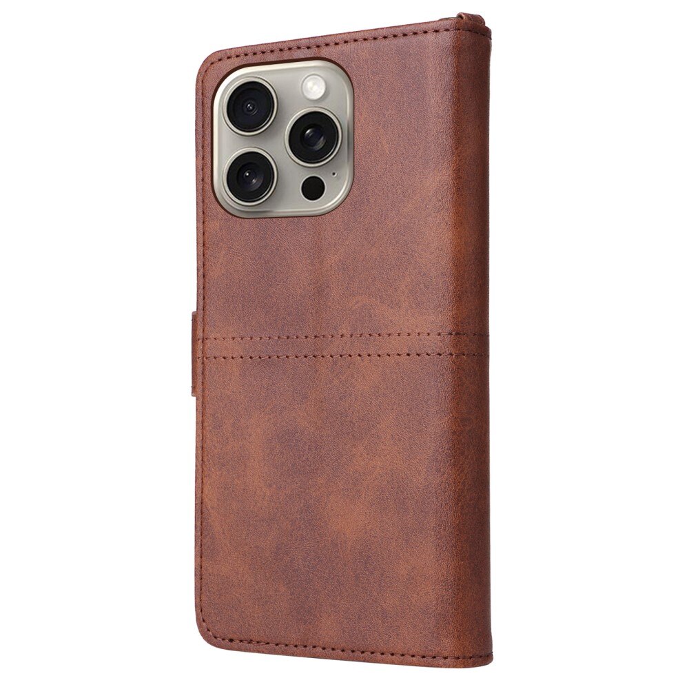 iPhone 15 Pro Max Magnet Leather Wallet Brown