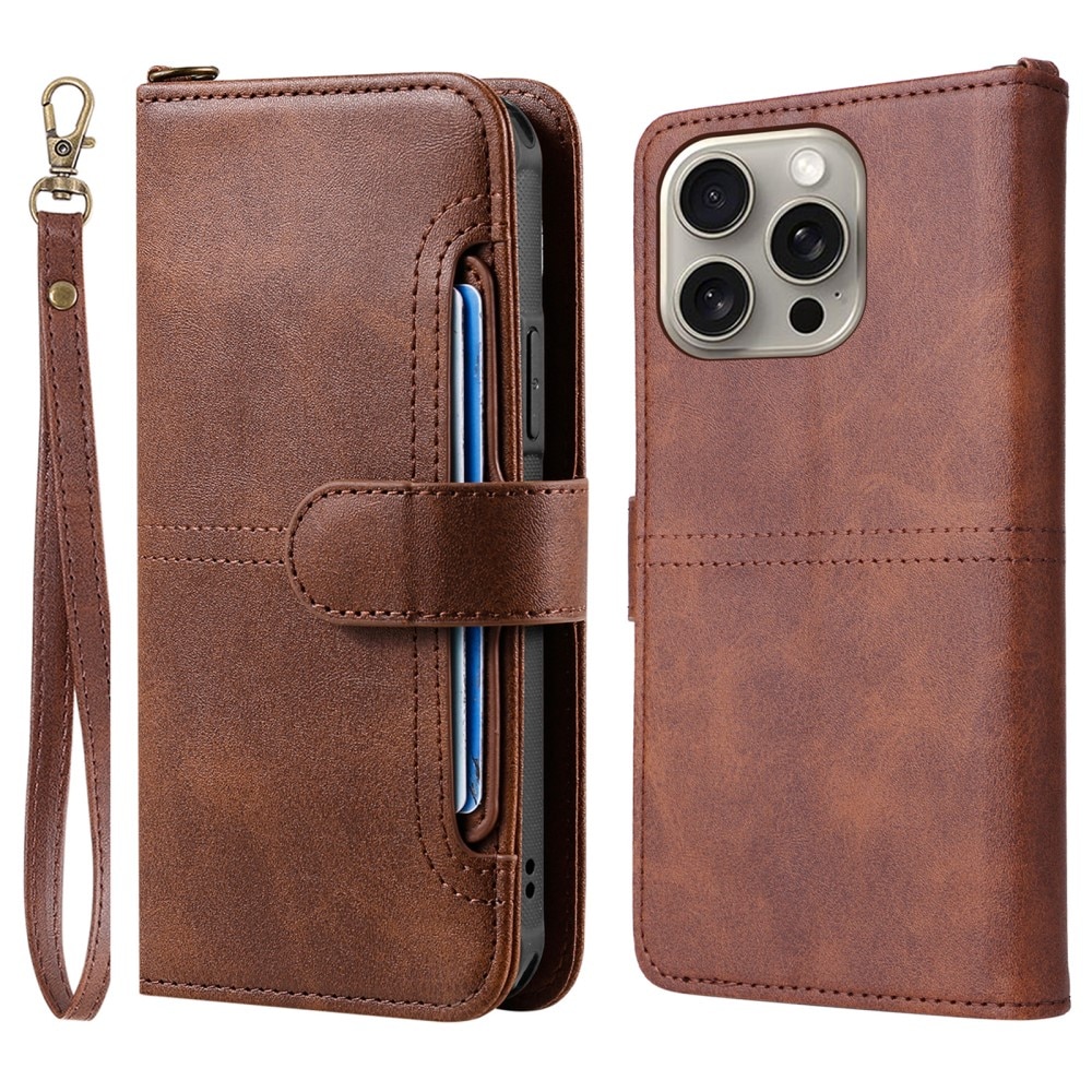 iPhone 15 Pro Max Magnet Leather Wallet Brown