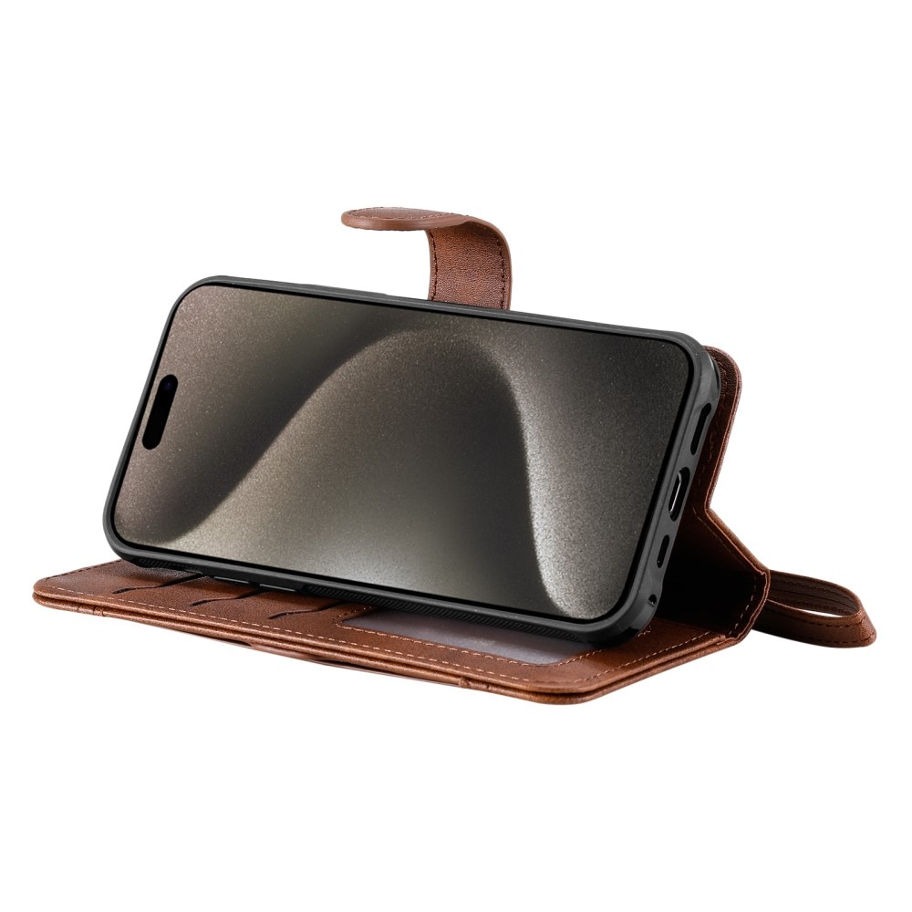 iPhone 15 Pro Max Magnet Leather Wallet Brown