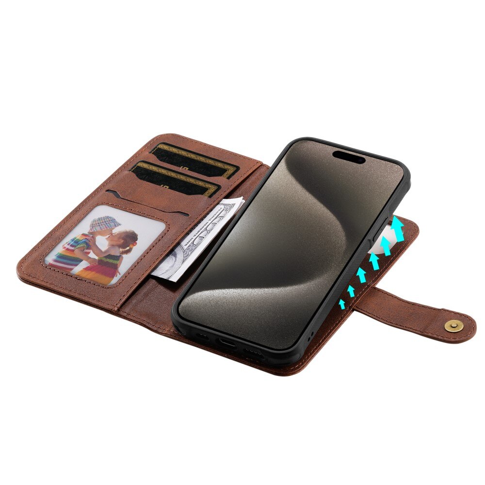 iPhone 15 Pro Max Magnet Leather Wallet Brown