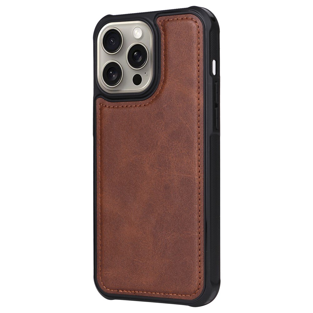 iPhone 15 Pro Max Magnet Leather Wallet Brown