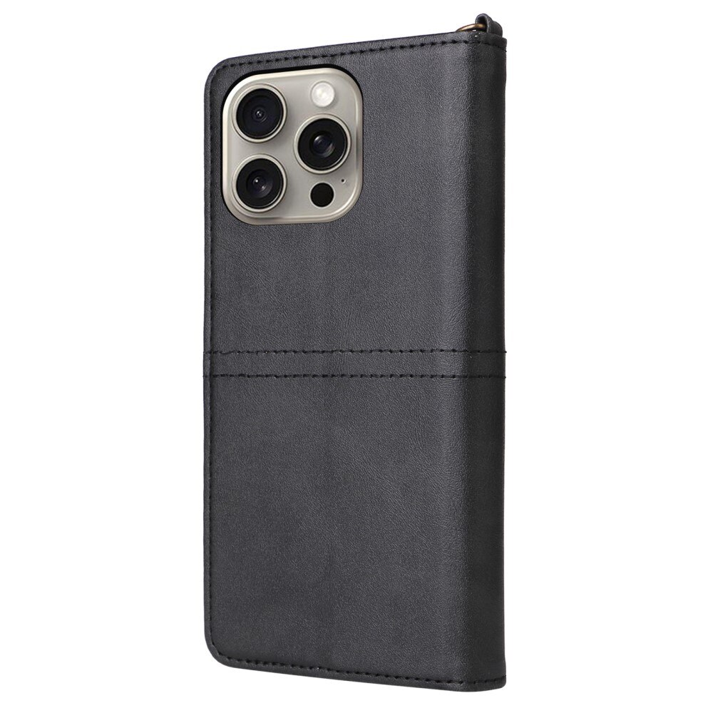 iPhone 15 Pro Max Magnet Leather Wallet Black