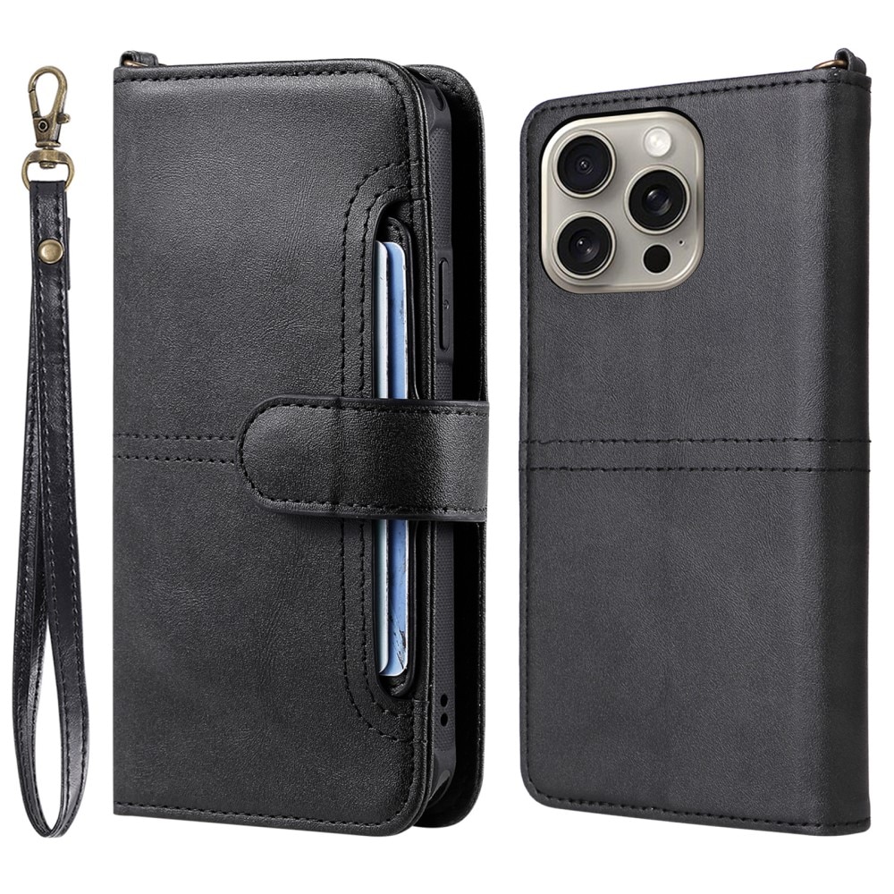 iPhone 15 Pro Max Magnet Leather Wallet Black