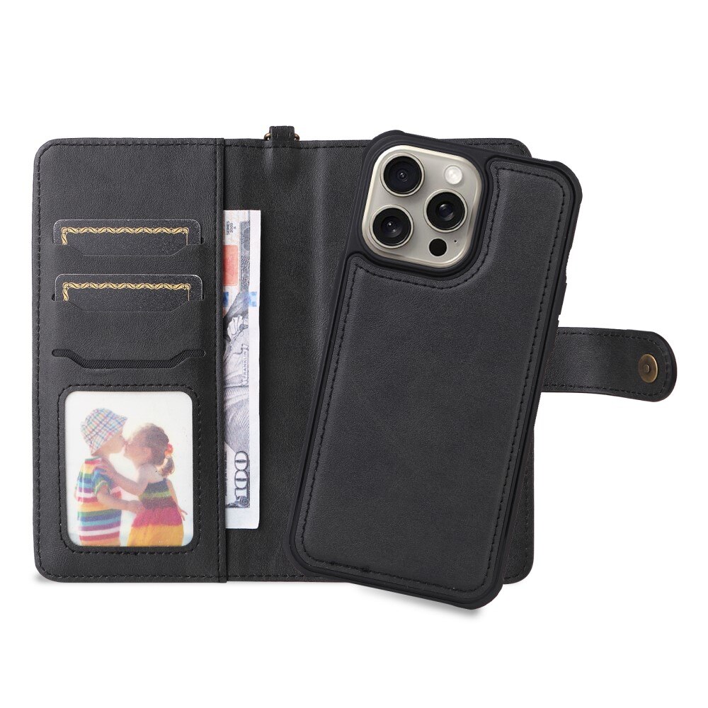 iPhone 15 Pro Max Magnet Leather Wallet Black