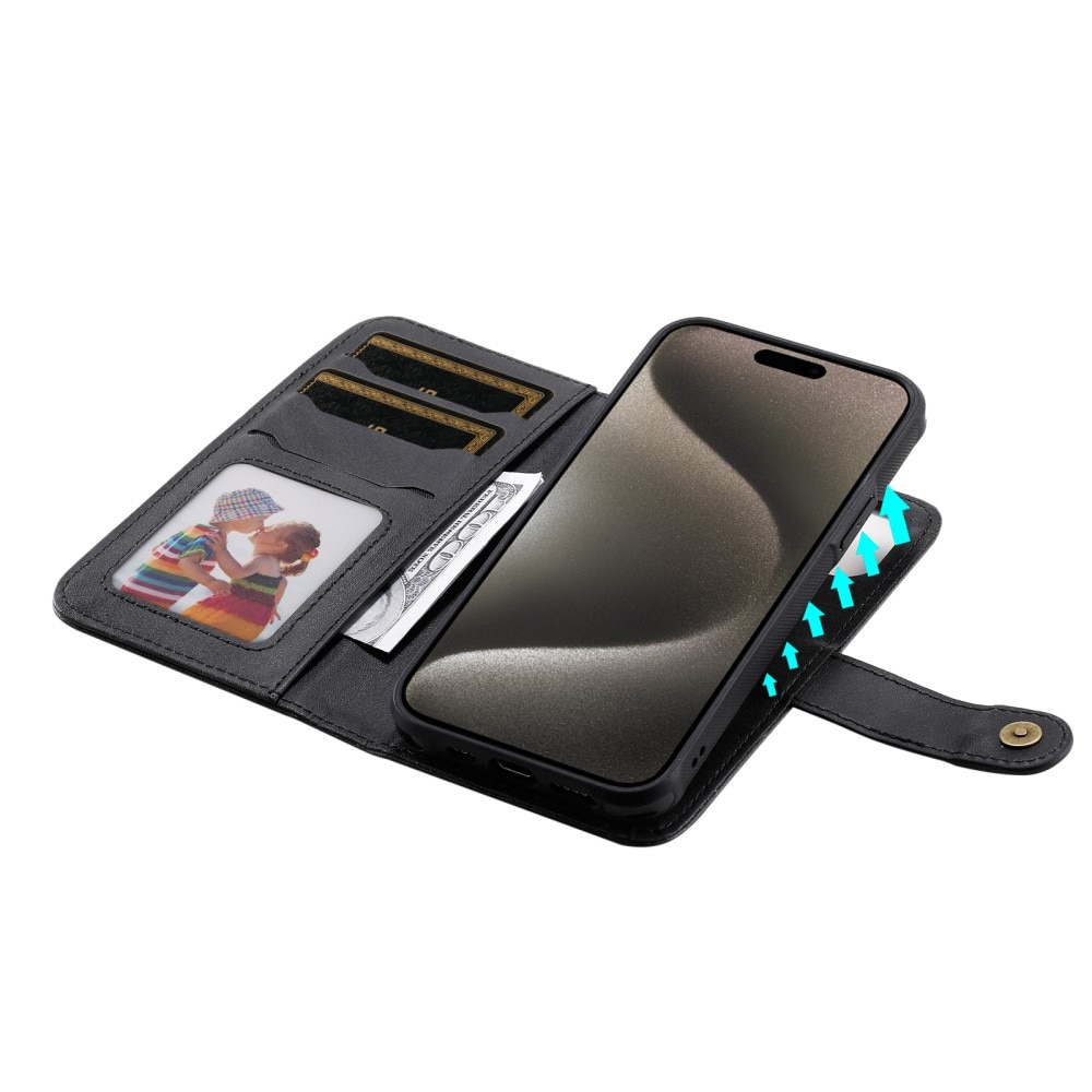 iPhone 15 Pro Max Magnet Leather Wallet Black