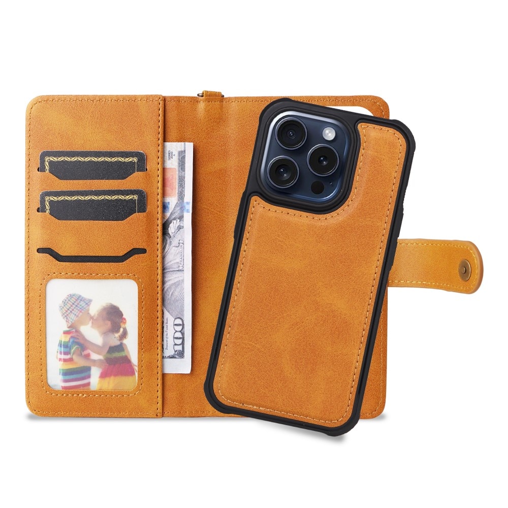 iPhone 15 Pro Magnet Leather Wallet Cognac