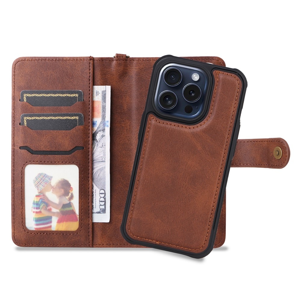 iPhone 15 Pro Magnet Leather Wallet Brown