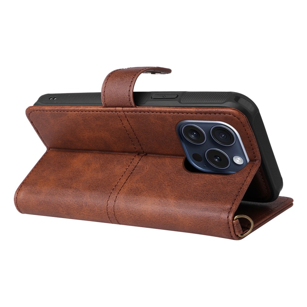 iPhone 15 Pro Magnet Leather Wallet Brown