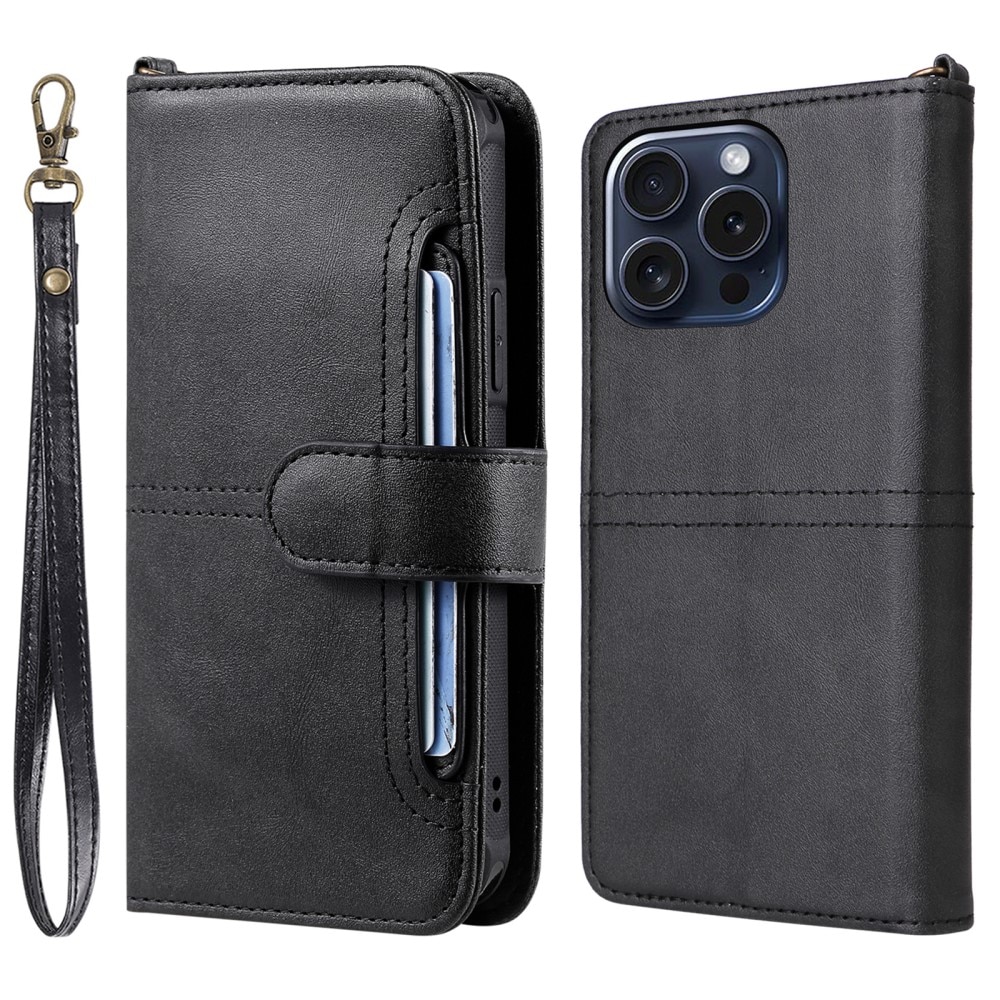 iPhone 15 Pro Magnet Leather Wallet Black