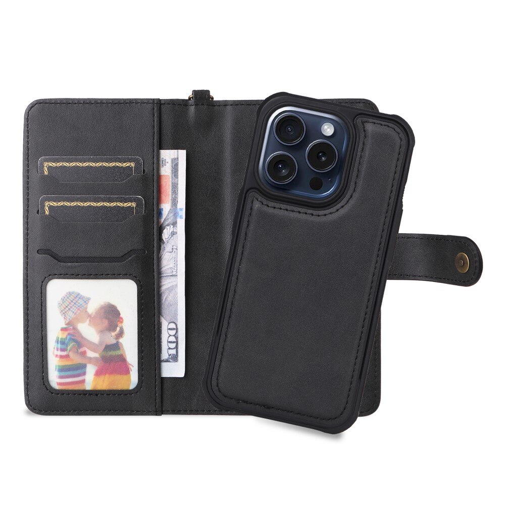 iPhone 15 Pro Magnet Leather Wallet Black