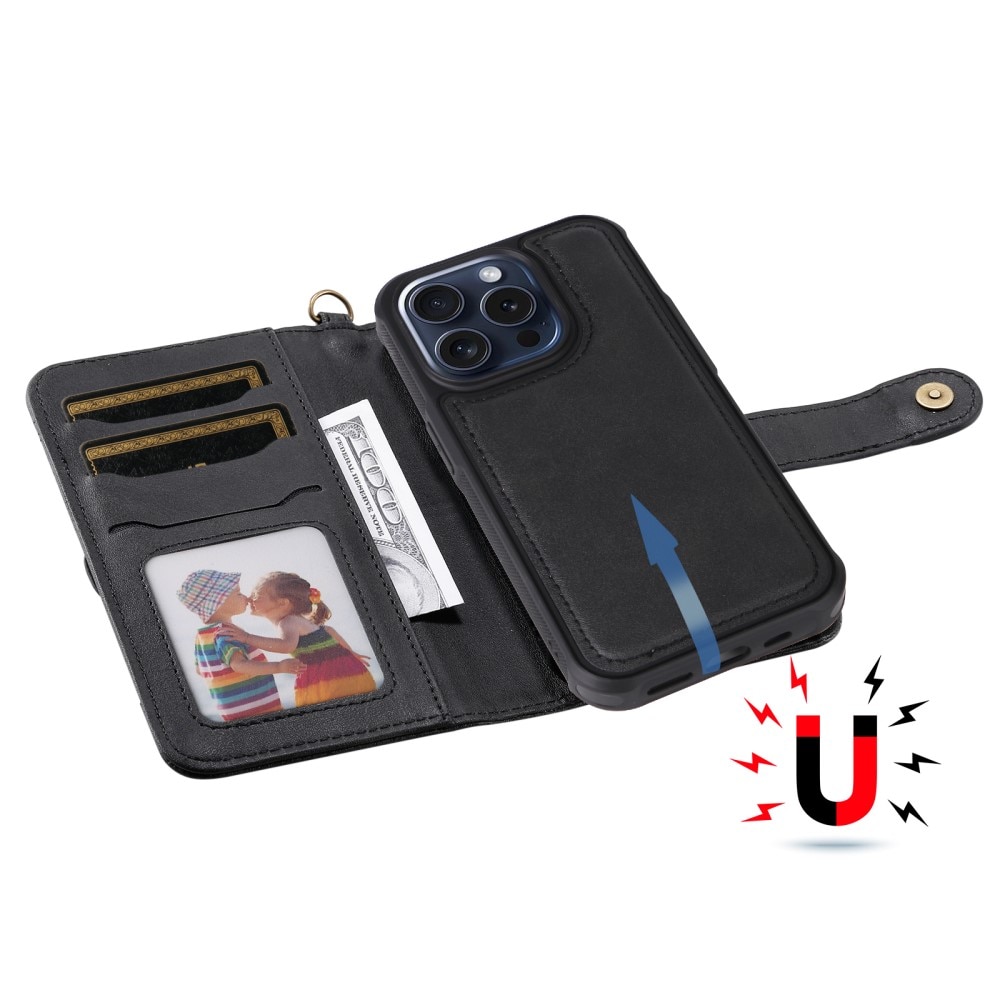 iPhone 15 Pro Magnet Leather Wallet Black
