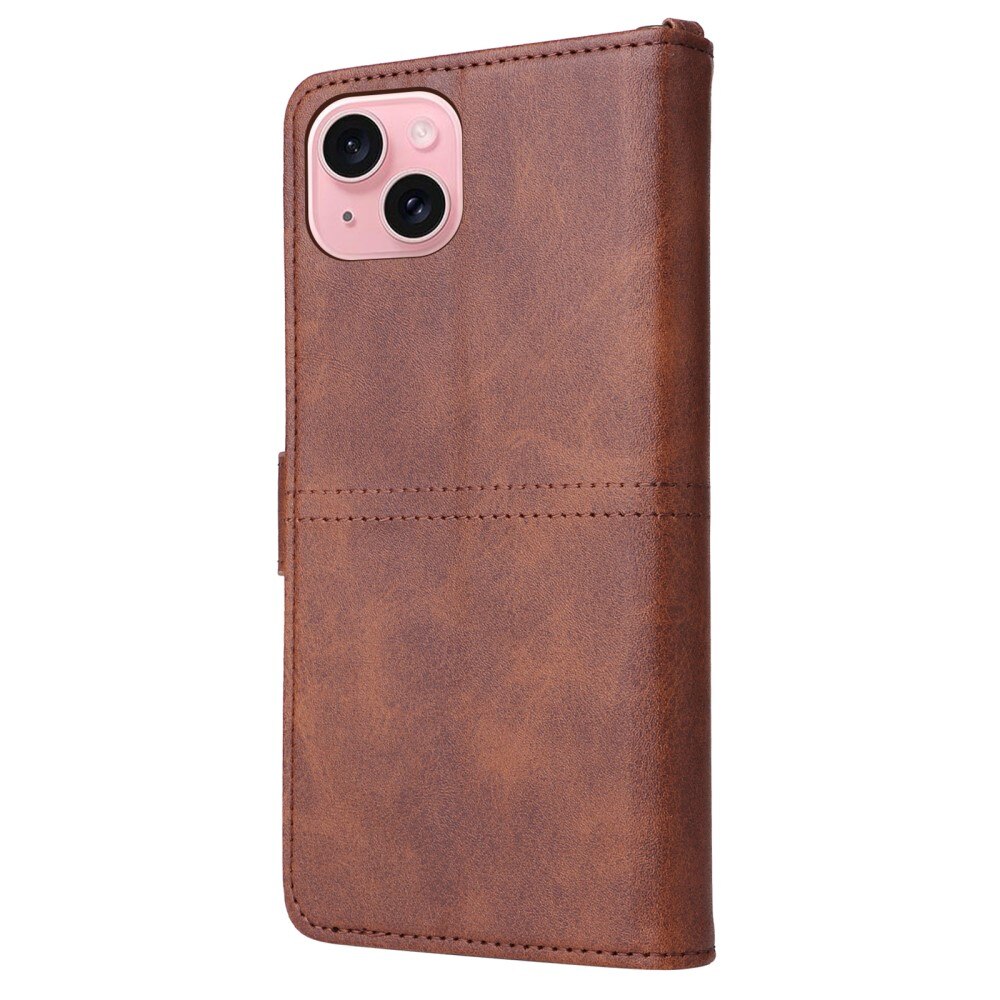 iPhone 15 Magnet Leather Wallet Brown