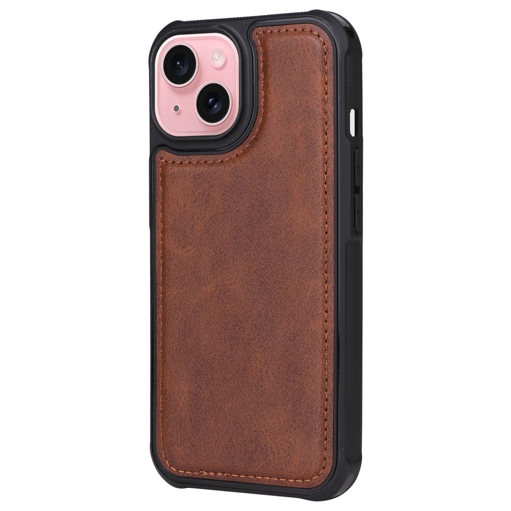 iPhone 15 Magnet Leather Wallet Brown