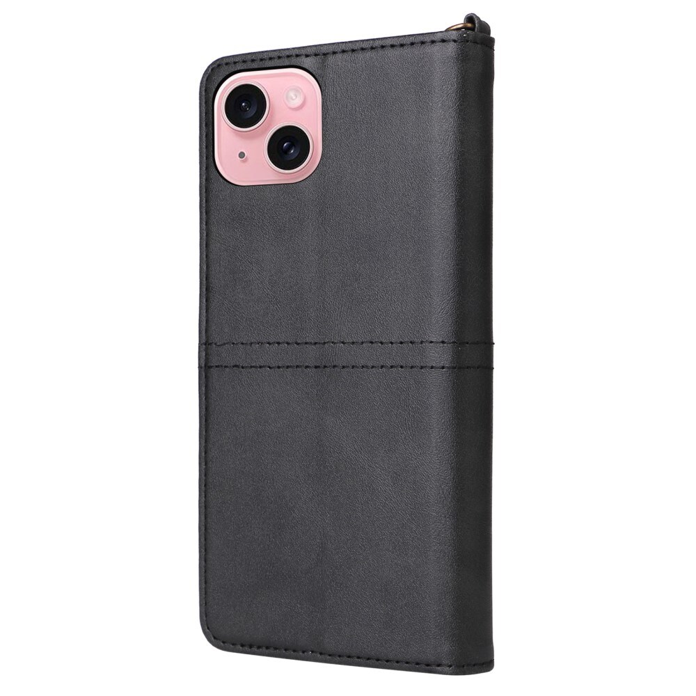 iPhone 15 Magnet Leather Wallet Black