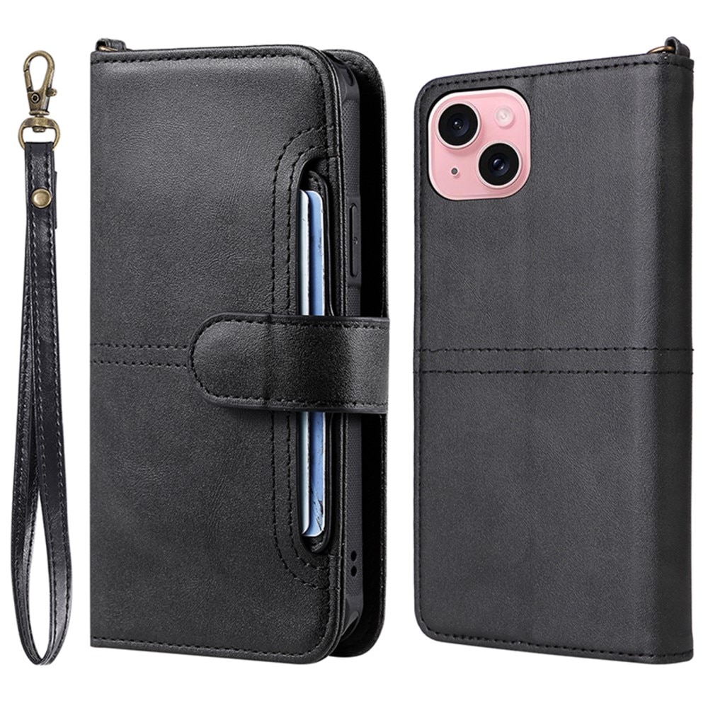 iPhone 15 Magnet Leather Wallet Black