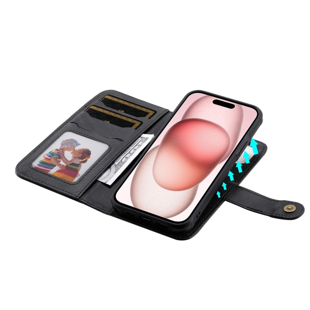 iPhone 15 Magnet Leather Wallet Black