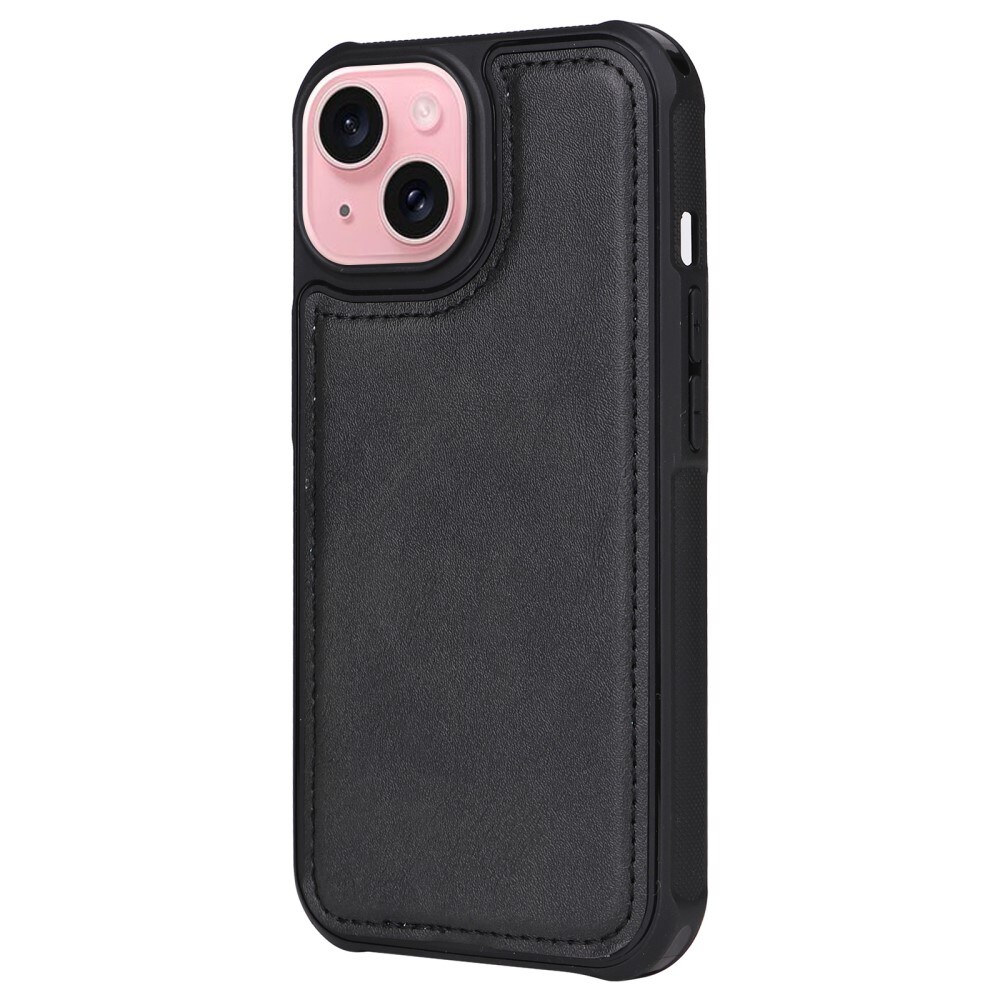 iPhone 15 Magnet Leather Wallet Black