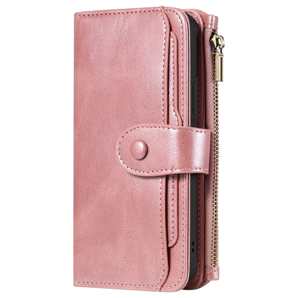 iPhone 15 Magnet Leather Multi Wallet Pink