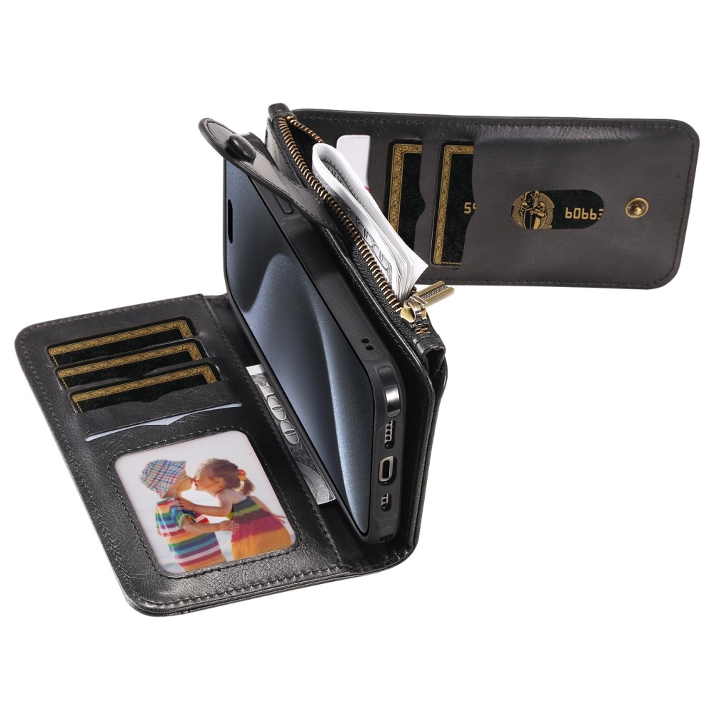 iPhone 15 Pro Magnet Leather Multi Wallet Black