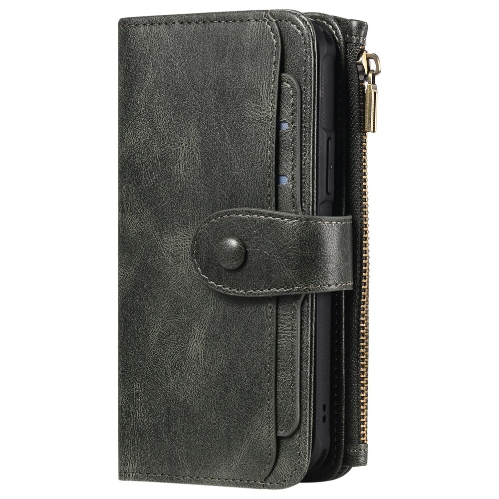 iPhone 15 Pro Magnet Leather Multi Wallet Grey