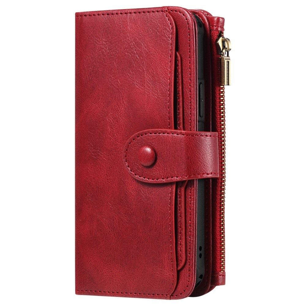 iPhone 15 Pro Magnet Leather Multi Wallet Red