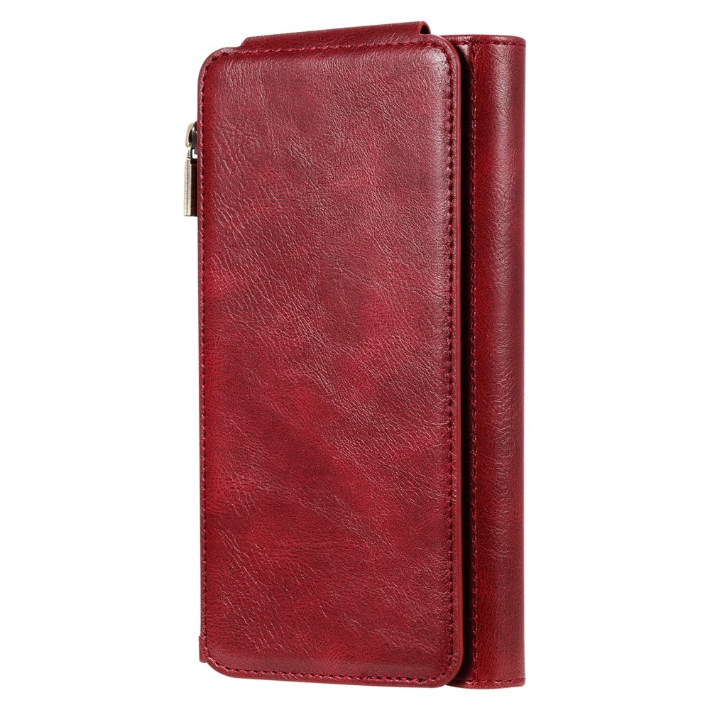 iPhone 15 Pro Magnet Leather Multi Wallet Red