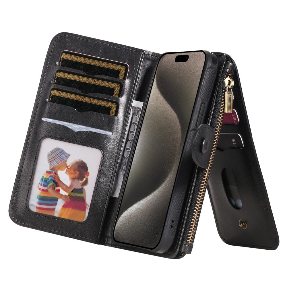 iPhone 15 Pro Max Magnet Leather Multi Wallet Black