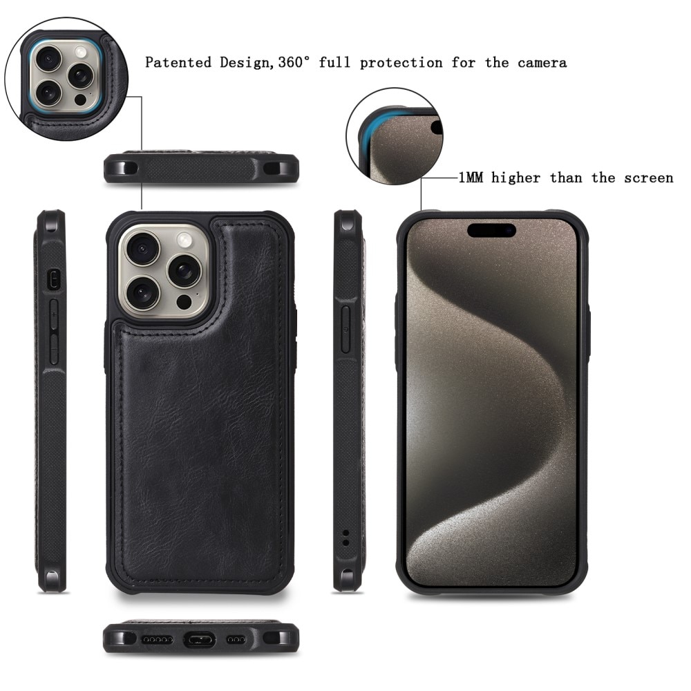iPhone 15 Pro Max Magnet Leather Multi Wallet Black