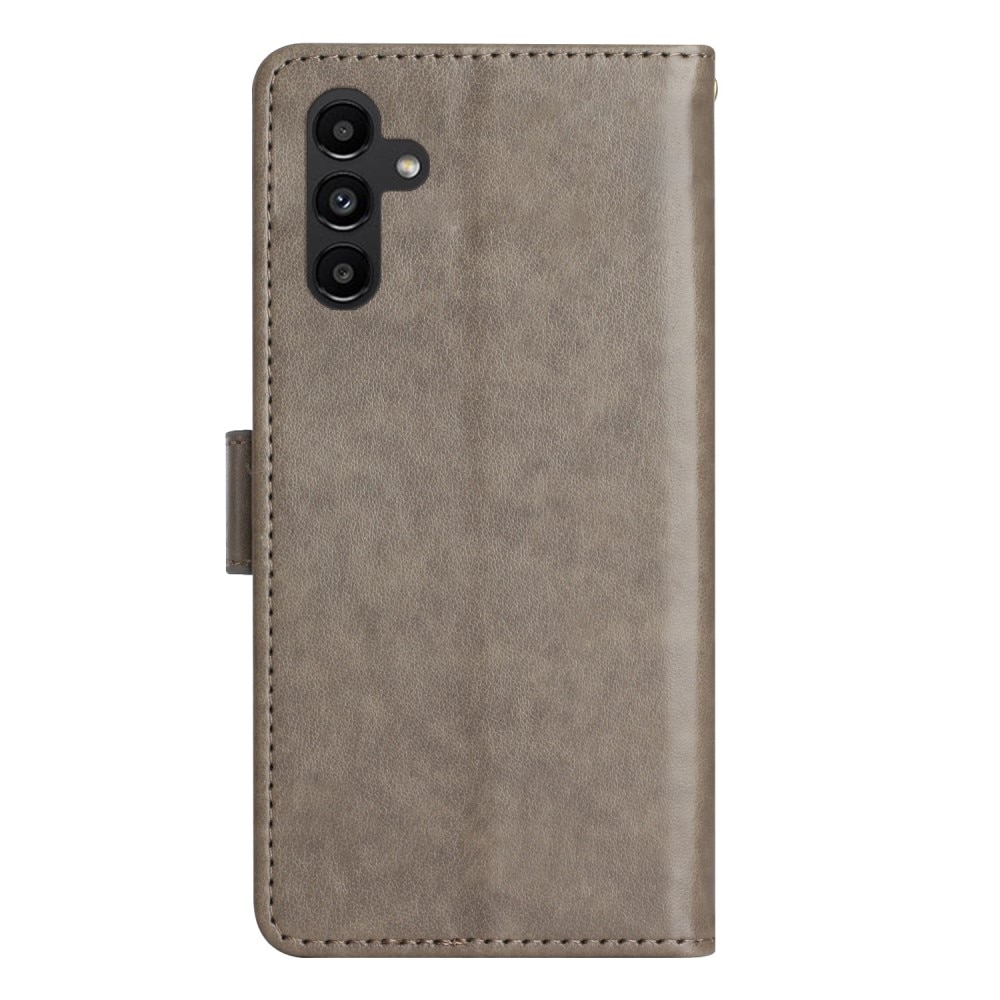 Samsung Galaxy A15 Leather Cover Imprinted Butterflies Grey