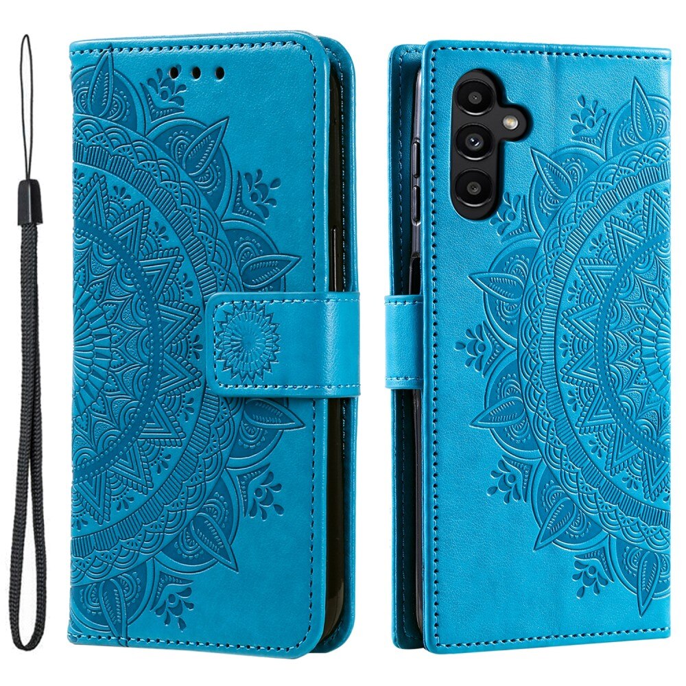 Samsung Galaxy S24 Leather Cover Mandala Blue