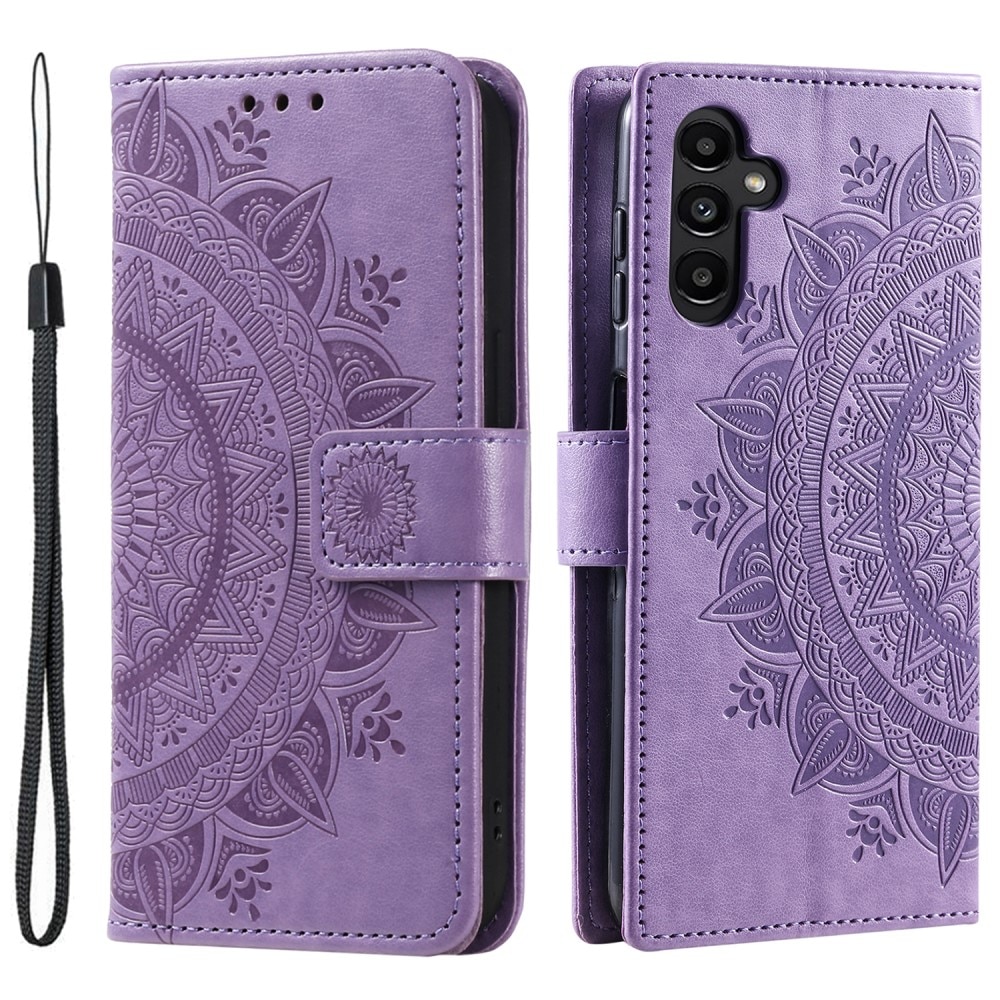 Samsung Galaxy S24 Leather Cover Mandala Purple