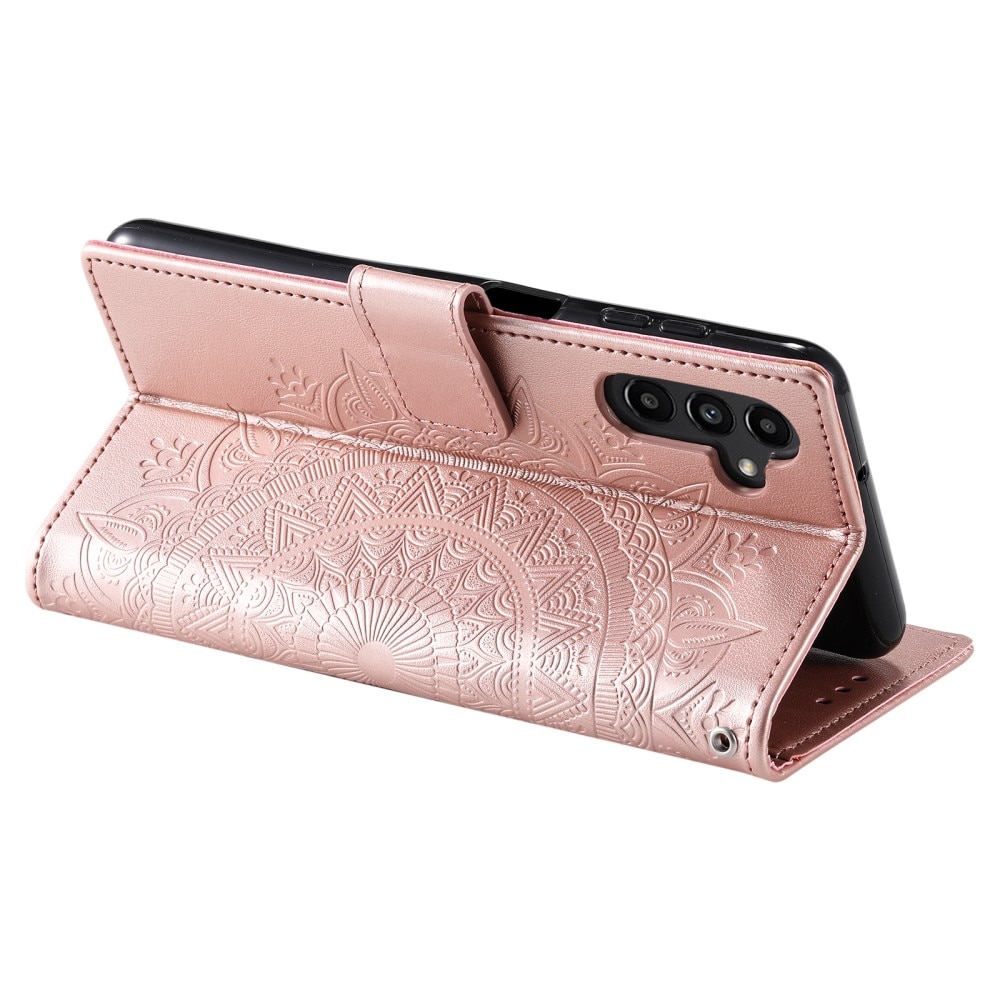 Samsung Galaxy S24 Leather Cover Mandala Rose Gold