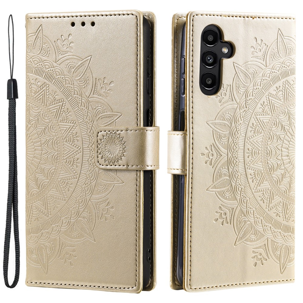 Samsung Galaxy S24 Leather Cover Mandala Gold
