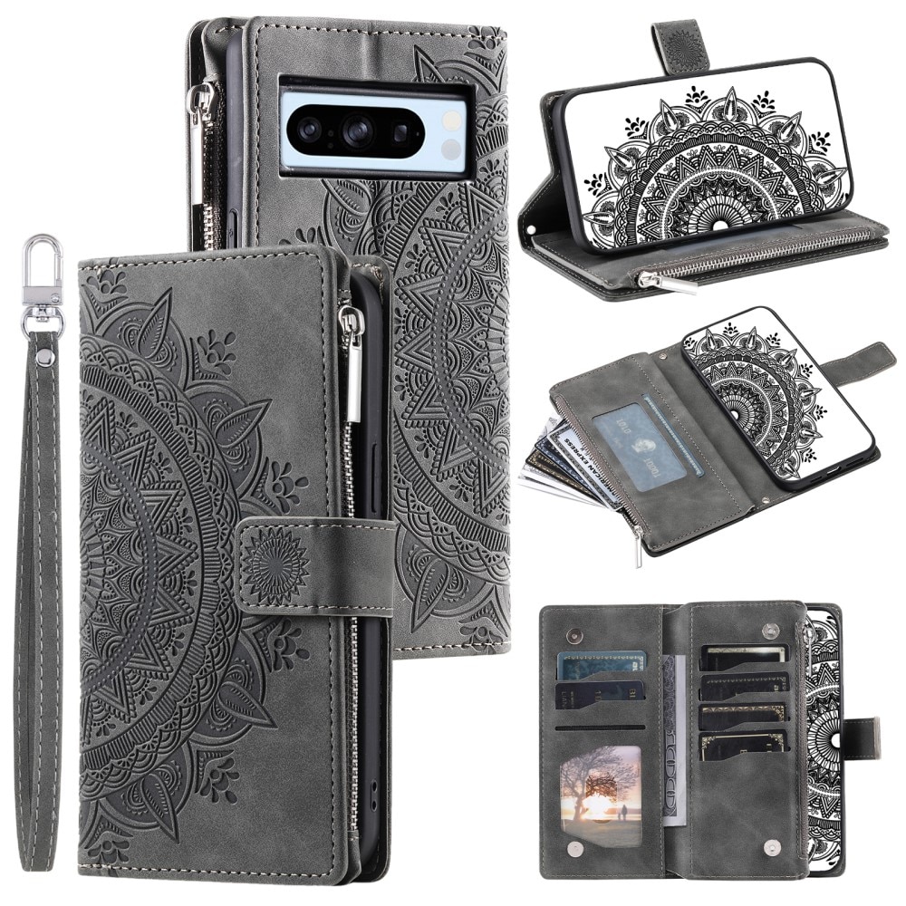 Google Pixel 8 Pro Wallet/Purse Mandala Grey