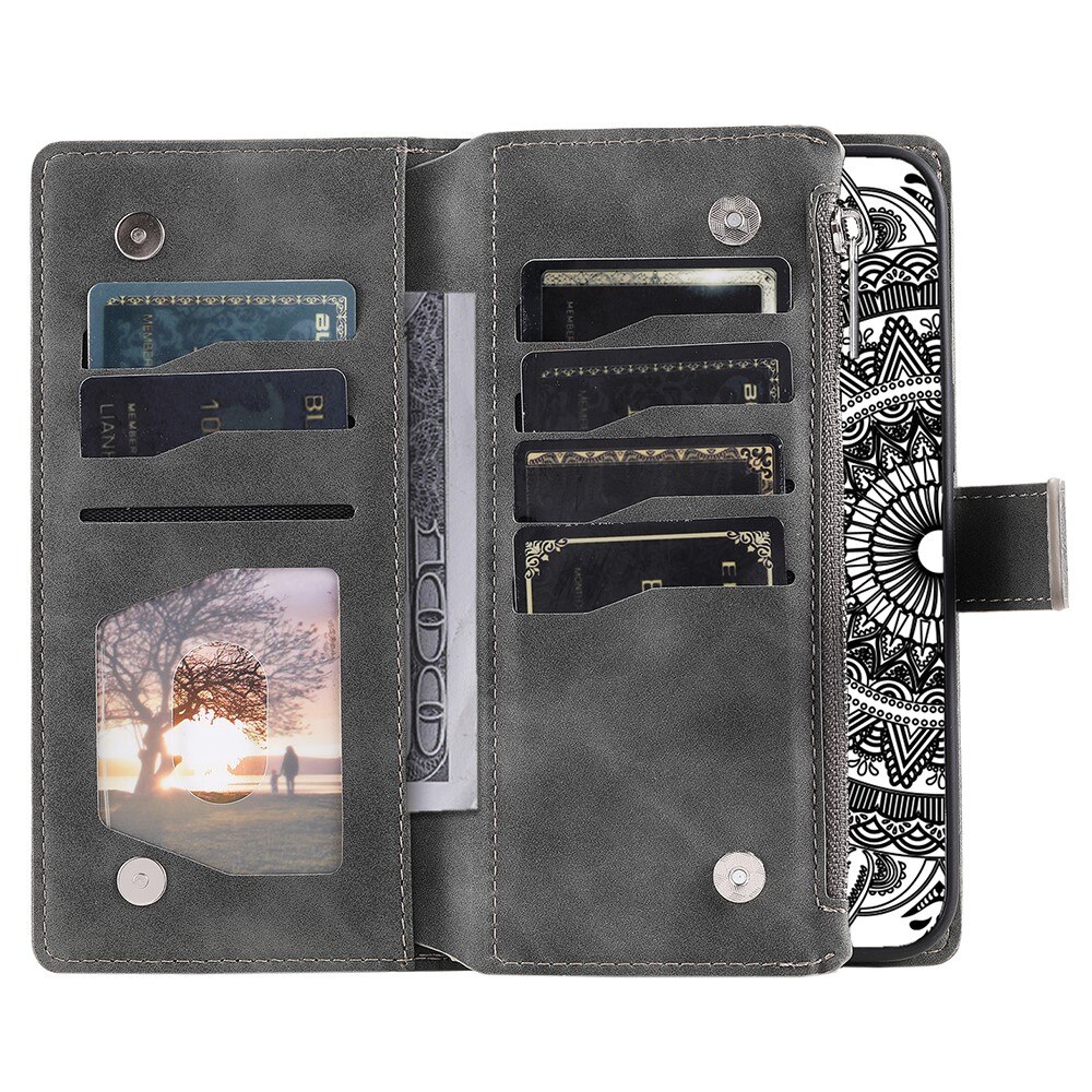 Google Pixel 8 Pro Wallet/Purse Mandala Grey