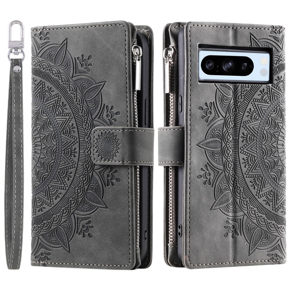 Google Pixel 8 Pro Wallet/Purse Mandala Grey