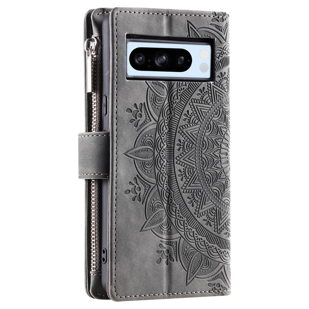 Google Pixel 8 Pro Wallet/Purse Mandala Grey