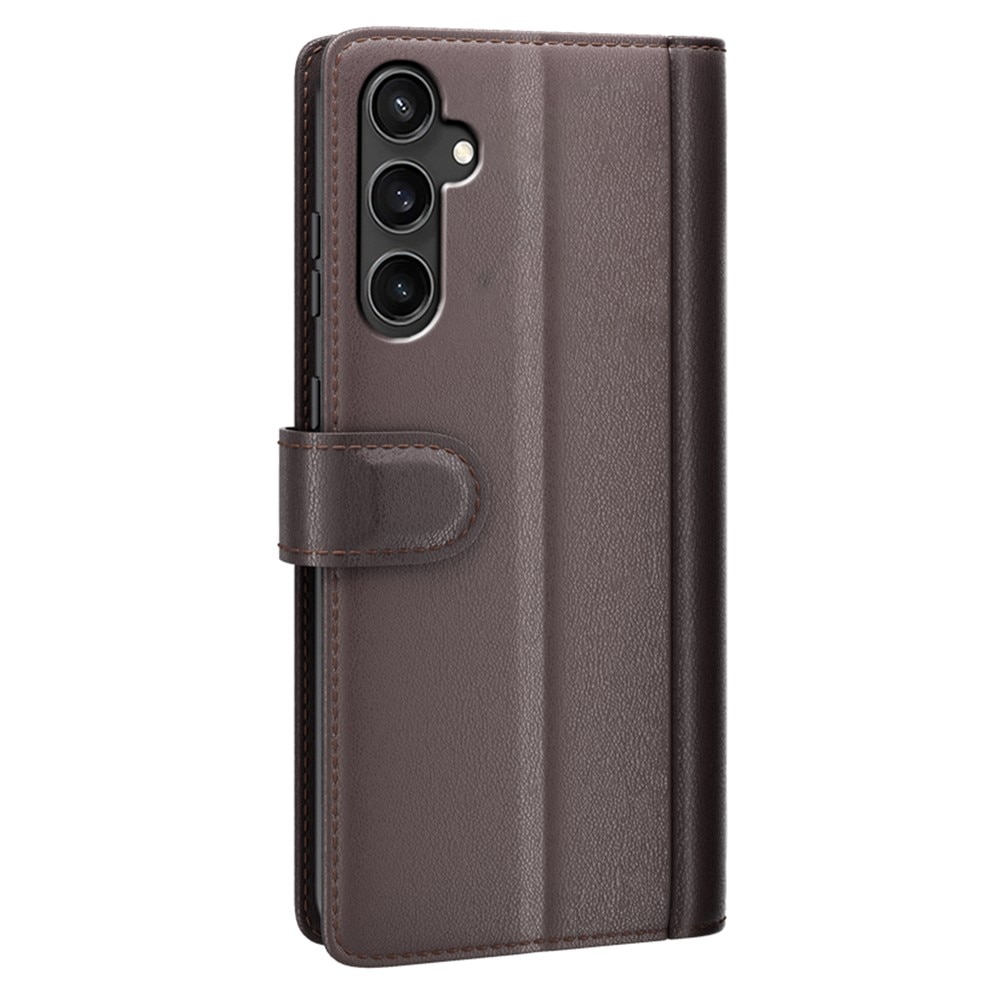 Samsung Galaxy S23 FE Genuine Leather Wallet Case Brown