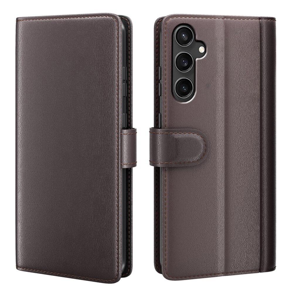 Samsung Galaxy S23 FE Genuine Leather Wallet Case Brown