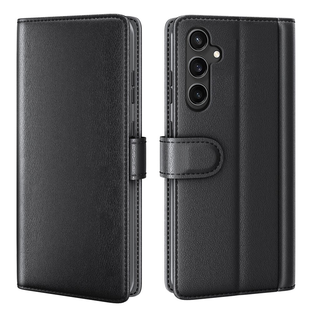 Samsung Galaxy S23 FE Genuine Leather Wallet Case Black