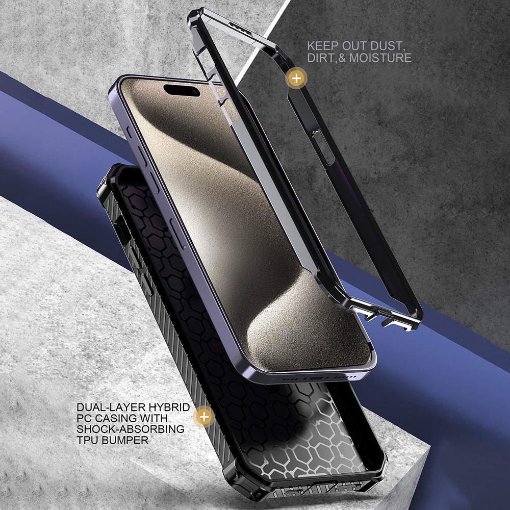 iPhone 15 Plus Hybrid Case Tech MagSafe Ring Black