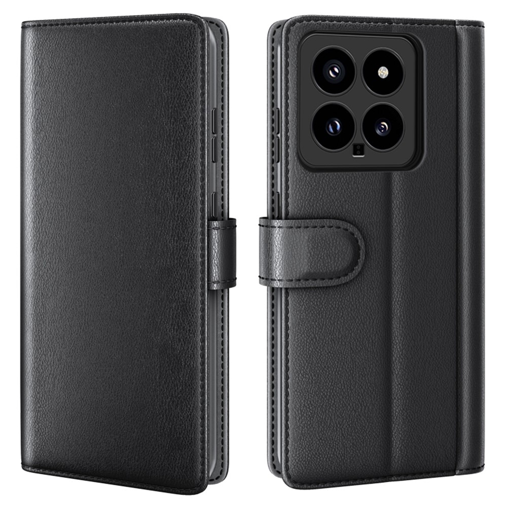 Xiaomi 14 Genuine Leather Wallet Case Black